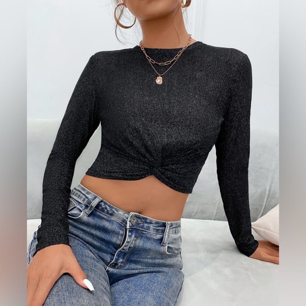 Heart Hips Crop metallic top